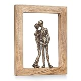 Moritz Skulptur Ich Liebe Dich | Liebespaar | Paar Pärchen | 23 x 3 x 30 cm | schwarz Gold I Figuren Moderne Dekoration | Rahmen zum Aufhängen