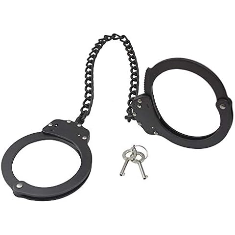 Yoghourds Handschellen mit Kettenglieder, verstellbare Beinmanschetten mit Doppelverschluss, Polizei-Edition, perfekt für Sicherheitsbeamte, Rechtsdurchsetzung, Militär, Black-L, Leg Cuff Cover