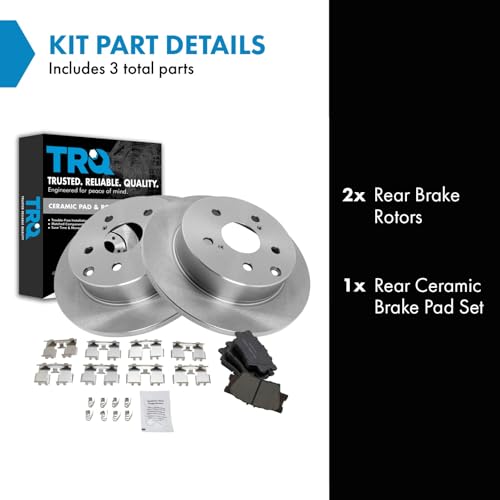 Image of TRQ Rear Brake Pad and Rotor Set Ceramic Solid Rotors