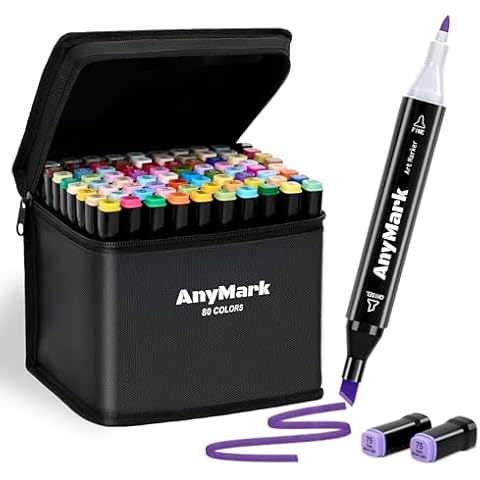 AnyMark 80-Color Dual Tip Alcohol Markers Set Cover