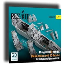 Reskit RSU32-0095 1/32 Mirage 2000N Cockpit Basic Edition with 3D Decals for Kitty Hawk/Zimimodel kit 3D Printed