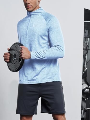 Image of NORTHYARD Men's Quarter Zip Pullover Athletic Running Shirt Long Sleeve | 1 /4 Zip Top, Quick Dry Lightweight, Moisture Wicking Breathable, Reflective Strips, Performance Workout Gym, Hiking Sports