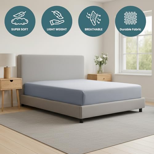 Moonlight Bedding Fitted Sheet 40 Cm Extra Deep Pocket Bed Sheets 16 inch Ultra Soft Bottom Sheet Brushed Microfiber Breathable Shrinkage and Fade Resistant (Silver, Double) - Image 6