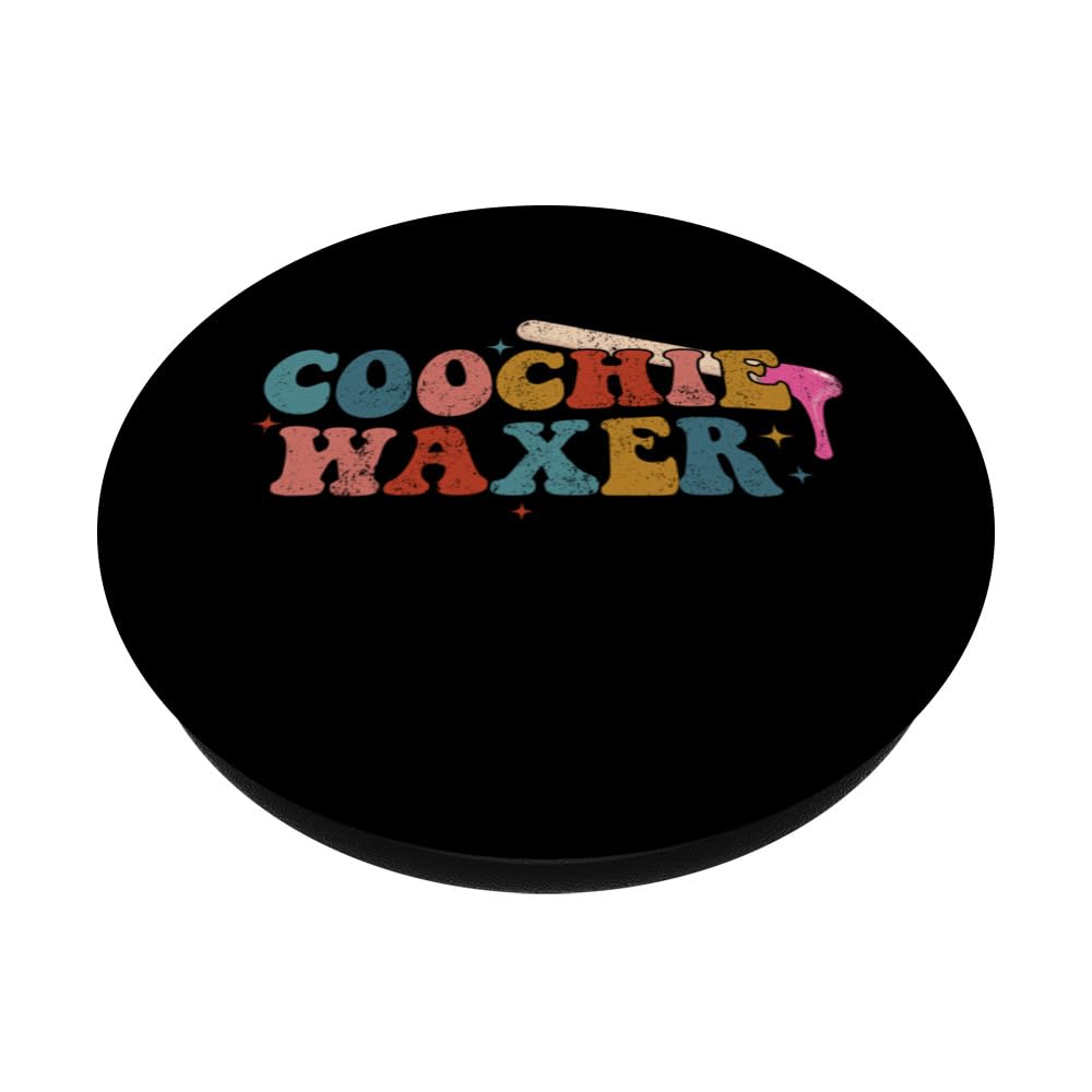 Vintage Coochie Waxer Brazililian Waxing Wax Esthetician PopSockets Swappable PopGrip, Black - Image 2