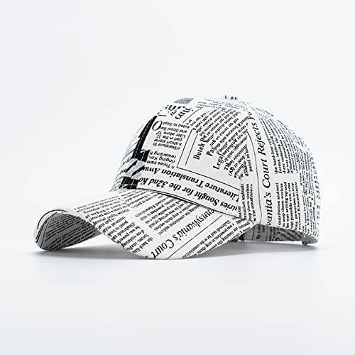 Acogo Newspaper Print Pattern Newsboy Cap Retro Peaked Cap For Men Women Unisex Street Graffiti Cap Hip Hop Visor Baseball Cap White #TOP2