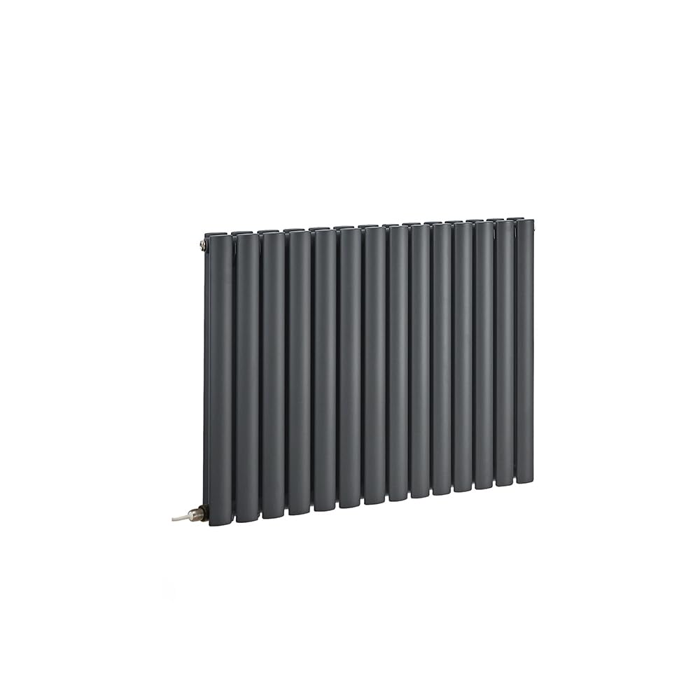 Milano Aruba 1200W Anthracite Horizontal Double Oval Panel Electric Radiator - 635mm x 826mm
