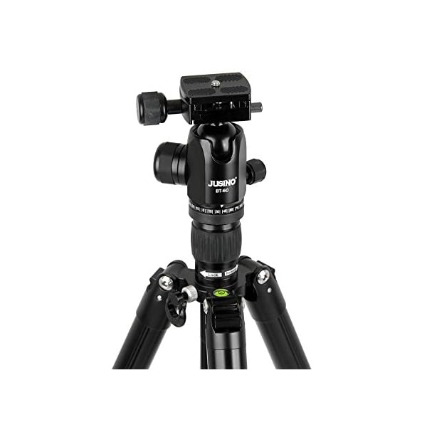 JUSINO X-426S Vielseitiges Tripod/Monopod Stativ, 11-155 cm Arbeitshöhe (Aluminium) + Kugelkopf BT-60 – Bild 4
