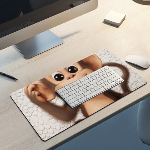 Alfombrilla grande para escritorio Cute Monkey blanca miniatura 5