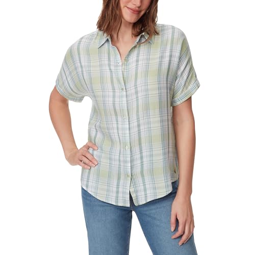 Image of Gloria Vanderbilt Women's Daisy Short Sleeve High-Low Button Down Shirt Standard