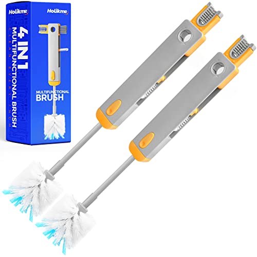 Holikme 4 In 1 Bottle Brush Cleaning Brush, Adjustable Handle Multifunctional Bottle Cleaner For Washing Sport Bottle, Mug, Cup Cover, Baby Bottle Cap, 2 Pack, White #TOP16