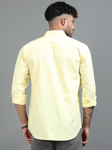 Image of Men Slim Fit Solid Spread Collar Casual Shirt