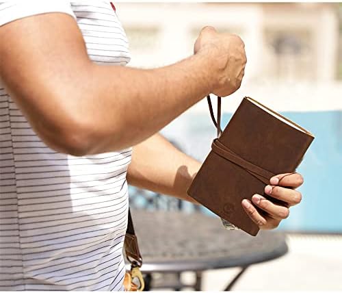 Leather Journal Unlined Notebook, Handmade Leather Bound Daily Journal, Vintage Writing Travel Diary Gift for Men & Women by Rustic Town