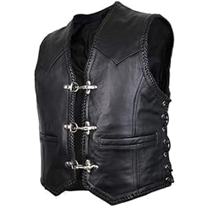 Heren biker leren vest rocker vest clubvest in zwart