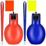 XunHe 2 Stück Handpfeife, Handpfeife Sportunterricht mit Schiedsrichter Karten, Laute Handhupe Hand Squeeze Whistles mit Umhängeband Trainerpfeife für Sportlehrer,Hundetrainer