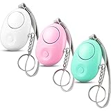 Tamaño portátil: esta alarma personal compacta mide aproximadamente 7 x 5 cm, es liviana y está diseñada como un adorno de llavero, por lo que se puede llevar en su bolso, bolso, bolsillo, mochilas, llaves, trabillas y anillos de cinturón, etc., brindándole más conveniencia
