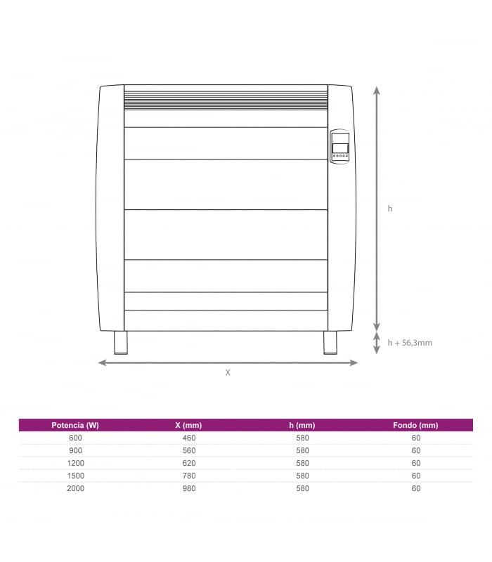 Fácula - Emisor Térmico Slim Programable Bajo Consumo Serie L (LH 2000w)