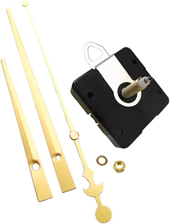 Dhorcas (#02) 3/4" Threaded Motor and Gold 6" Hands and Hanger, Quartz Clock Movement Kit for Replacement