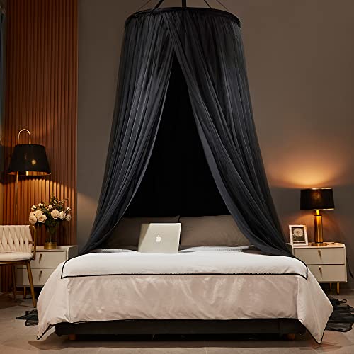 Padiouxs Luxurious Canopy Bed Curtains For Girls, Adults,Children Double Layers Princess Bed Canopy- Round Dome Lace Princess Mosquito Bedding Net For Twin Full Queen King Size(Black) #TOP6