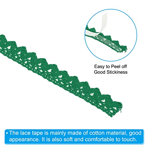 Cinta de encaje autoadhesiva verde oscuro de 1,5 cm de algodón para manualidades, 3 uds. 4