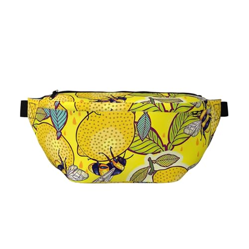 Sac banane de course jaune léger à motif citron avec sangle de taille réglable