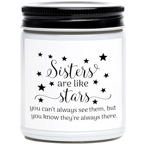 Sister Candle Funny Mothers Day Sisters Gifts from Sister Sisters are Like Stars Lavender Vanilla Scented Candle Gifts for Women Birthday Graduation Christmas Mothers Day Candles