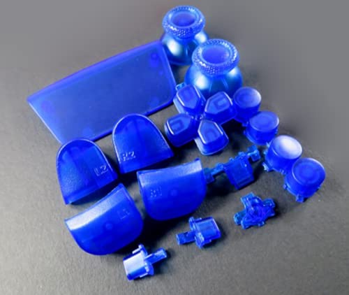 Devine Customz PS5 Next Gen Controller Chrome & Plain Full Buttons Set D-Pad Trigger R1, R2, L1, L2 Share Options Face Buttons for PS5 Controller, Full Set Touch Pad Repair Kits (Clear Blue)