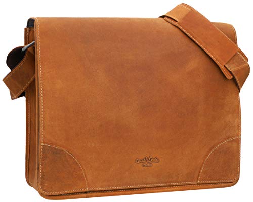 Gusti レザー スタジオ アラン ラップトップ ショルダー バッグ 15.4 インチ 防水 オフィス ワーク 大学 ヴィンテージ レトロ ポートフォリオ 2H4-20-5wp