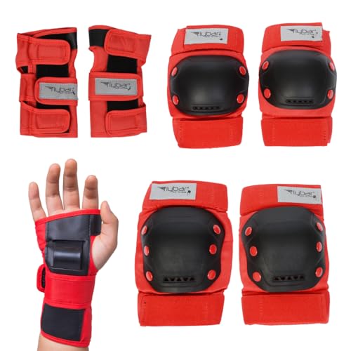 Flybar Kids Knee Pads and Elbow Pads Set, Wrist Guard for Roller Skating, Skateboard Pads, Multi Sports Protective Gear, Adjustable Velcro Straps, Impact Resistant, Heavy Duty Breathable Material