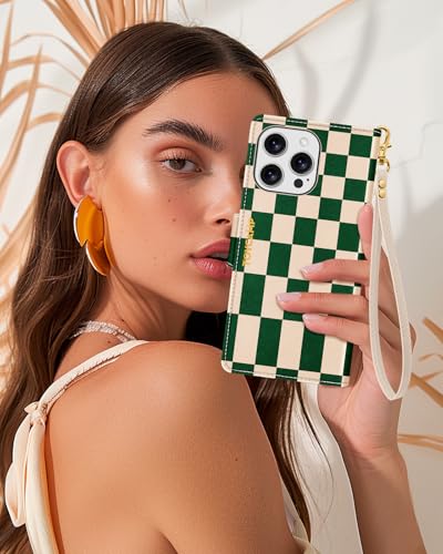 Toycamp for iPhone 12 Pro Wallet Case, Leather Flip Cover, Checker | 4 Card Holder, RFID Blocking, Wrist Strap and Foldable Stand with Cute Aesthetic Style for Women Girls - image 6