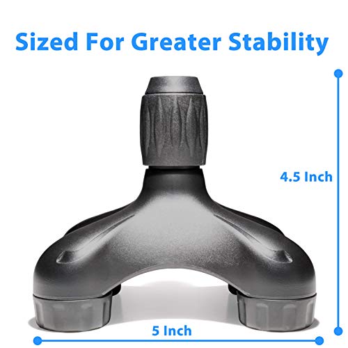 Quad Tip For Walking Canes - Lightweight, Stable Four Pads Design, Self Standing, Replacement Foot Pad - 5" X 4" X 3" - Universal Foot Attachment For Walking Stick (Black) #TOP1