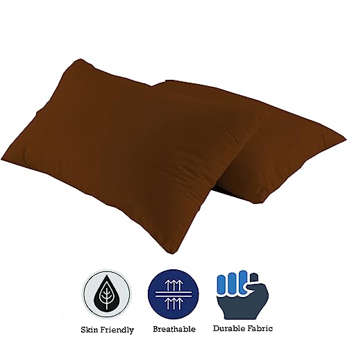 Image of Microfiber Pillow Set of 2 for Sleeping - 17x27 Inches, Chocolate