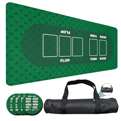 LENGAMPLAY Poker Mat, 4-6 Players Texas Holder Poker Rubber Mat - 35