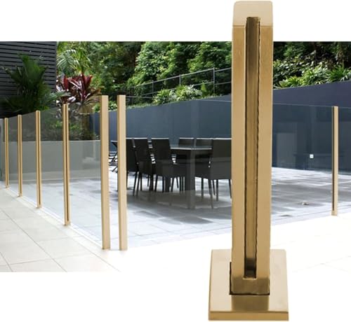 Poteau de garde-corps en verre doré pour sécuriser une protection de balcon