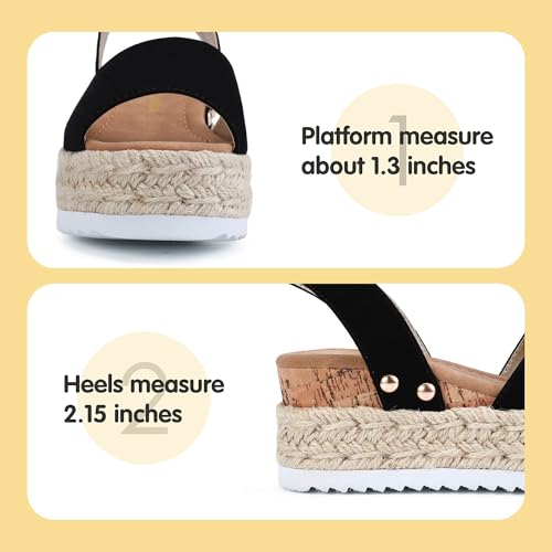 Image of PANDANINJIA Girls Sandals Wedge Platform Espadrille Open Toe Summer Little Big Kid Flower Girl Heels Dress Shoes
