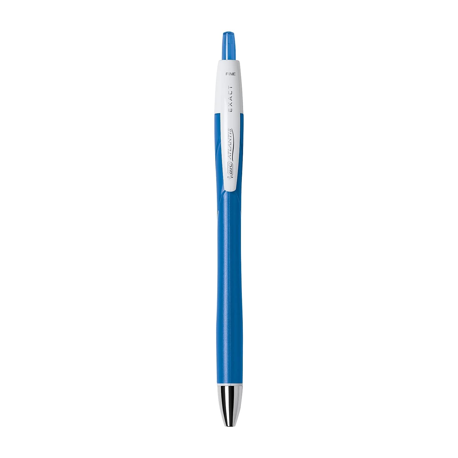 Bic Atlantis Exact - Bolígrafo de punta fina de 0,7 mm, color azul, 12 unidades