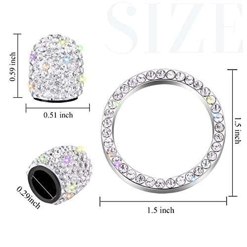 Valve Stem Caps 4 Pack Crystal Rhinestone Car Accessories Bling Tire Valve Caps Bling Car Accessories with 1 Piece Ring Emblem Sticker for Auto Ornament Handmade Car Decorations - Thumbnail 4