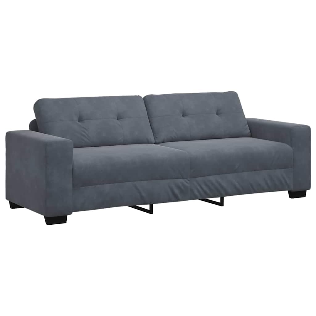 Juego de sofá de 2 piezas con cojines de terciopelo gris oscuro, cómodo mueble tapizado para sala de estar, habitación de invitados y oficina, con marco de madera y metal resistente, ideal