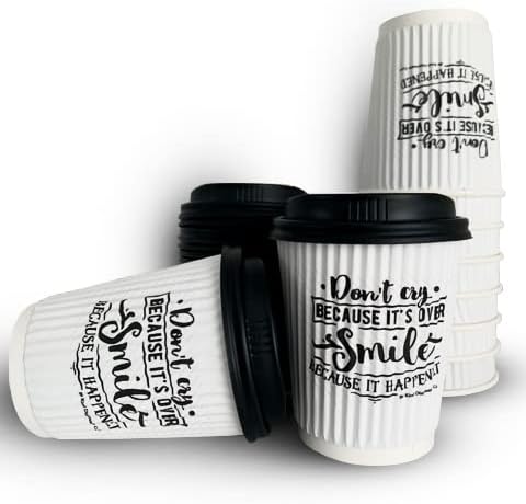 "N/A" Be Kind Disposable Cups with Lids 50 Pack, Disposable Cups for Hot Drinks, Paper Cups for Hot and Cold Drinks, Coffee Cups, Party Cups, Paper Party Cups, Disposable Coffee Cups, Camping Cups