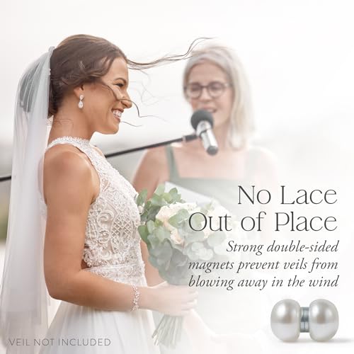 Maplefield Double-Sided Pearl Veil Weights - 12 Count Pearl White Suede - Strong Magnetic Non-Damaging Hold for Wedding Veils & Long Bridal Trains - Bridal Accessories & Dress Weights2