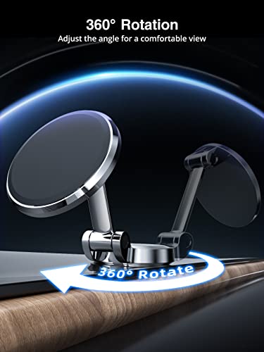 Magnetic Phone Holder For Car Mount, 2023 New Alloy Folding Magnetic Car Phone Holder - 10 Strong Magnets 360° Rotation Universal Dashboard Phone Holder Magnetic Car Mount For Iphone All Smartphones #TOP4