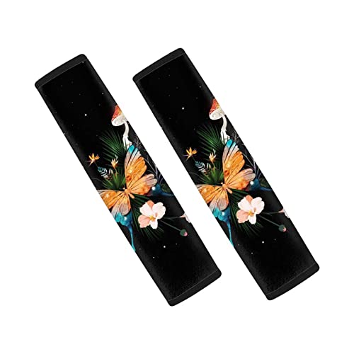 Disnimo Butterfly Floral Car Seat Belt Cover For Women Mushroom Flower Print Car Seat Belt Cushion 2 Pcs Straps Shoulder Pads For Adults Kids Children Gifts Neoprene Soft #TOP11