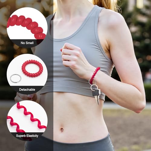 Image of TENOC Spiral Coil Keychain, Anti-lost Key Chain Holder Lanyard Cord for Sauna Outdoor Sports and Gym Pool
