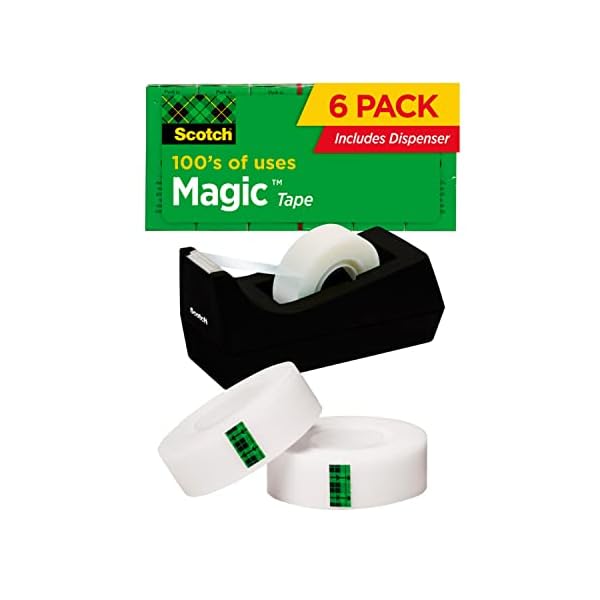 Scotch Brand Magic Tape mit schwarzem Spender, viele Anwendungen, unsichtbar