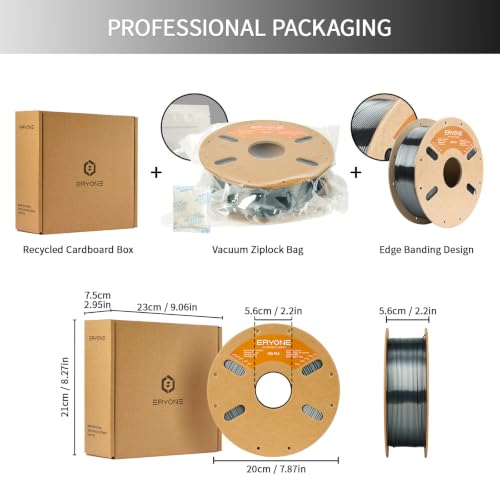 Image of ERYONE Silk PLA Filament for 3D Printer 1.75mm + /- 0.03mm, Shiny Filament 1kg (2.1lbs) /Spool, Gunmetal Grey