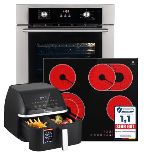 KKT KOLBE Autarkes Herdset | 60cm Einbaubackofen BO8810SS | 59cm Kochfeld CH5901RL | Airfryer Heißluftfritteuse | Grill | Heißluft | Teleskopauszüge | Kindersicherung | SET8810CH59RLAF