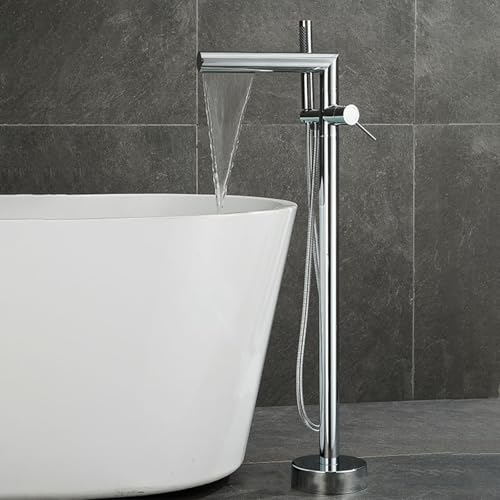 Robinet de baignoire cascade au sol blanc style épuré chic