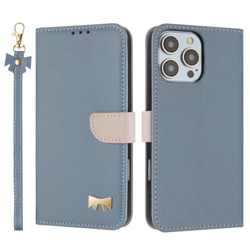 Coque iPhone 16 Plus étui portefeuille rabat cuir bleu clair antichoc