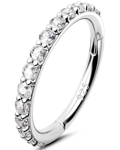 OUFER Anello Naso 18G 8 mm Argento Sterling 925 CZ