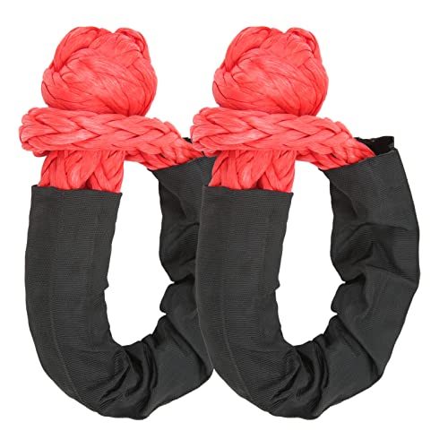 QANYEGN 2Pcs Soft Shackle Rope, 35 Tons Breaking Strength Synthetic Soft Shackle, Soft Shackle Synthetic Road Recovery Rope for Truck, UTV, ATV (Red)