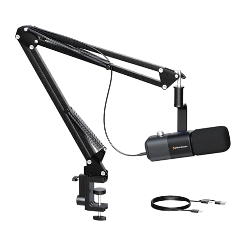 NearStream XLR/USB Microphone Dynamic Podcast Cardioid Microphone for Vocal Voice-Over Music Streaming Gaming Studio,with 3.5mm Headphones Jack,Mute Button,Noise Reduction AM10X